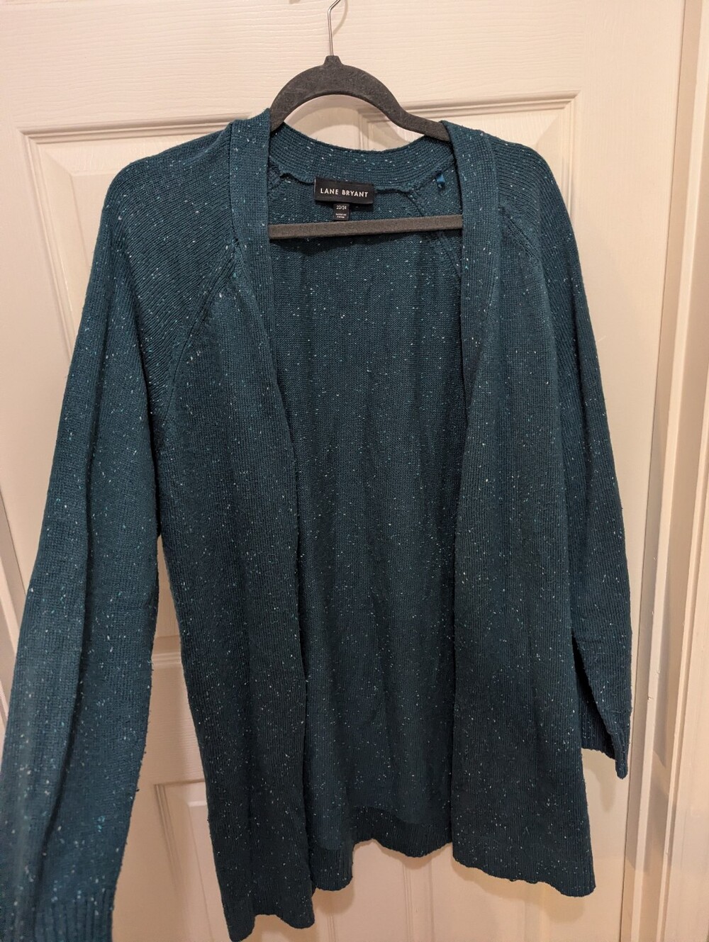 Lane Bryant Teal Open Cardigan with Subtle Speckle